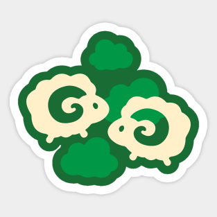 Green Meadows - cute sheeps Sticker